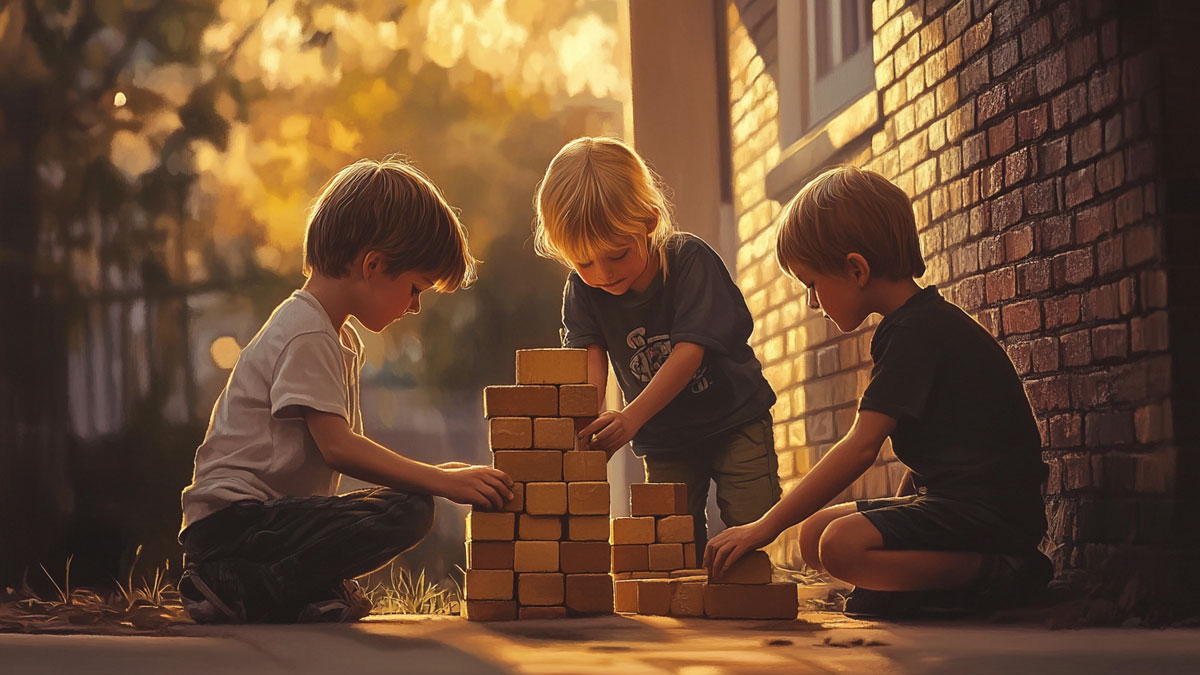 Children playing with blocks