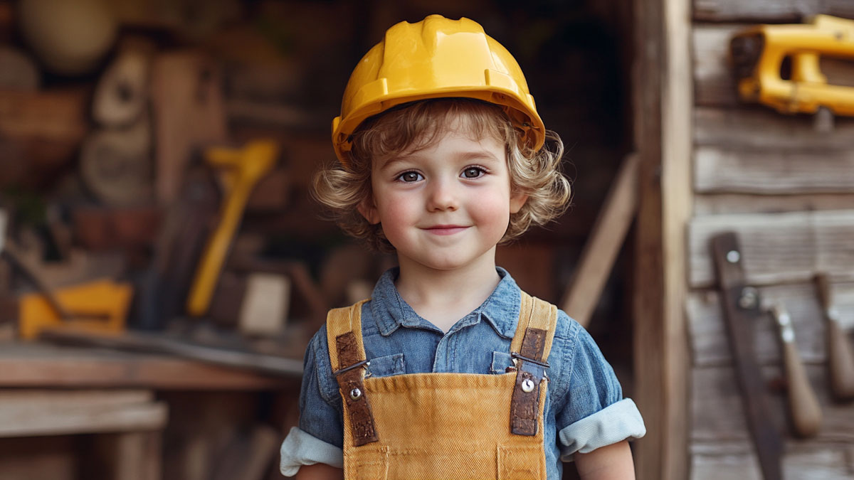 Child dressed as a carpenter