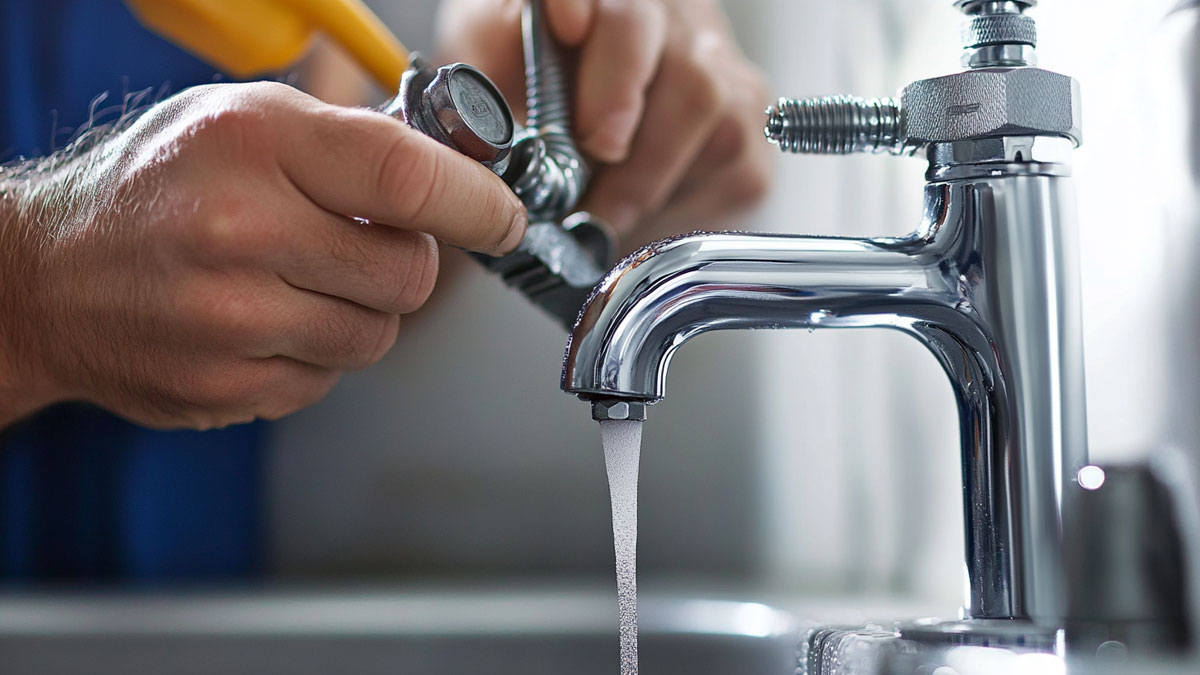 Someone fixing a faucet