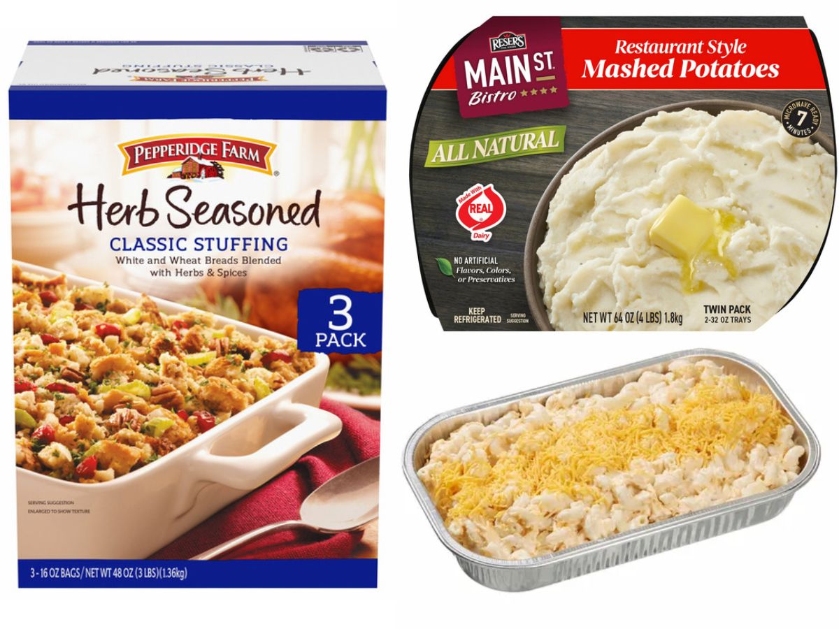 Costco Side Dishes mac and cheese mashed potatoes stuffing