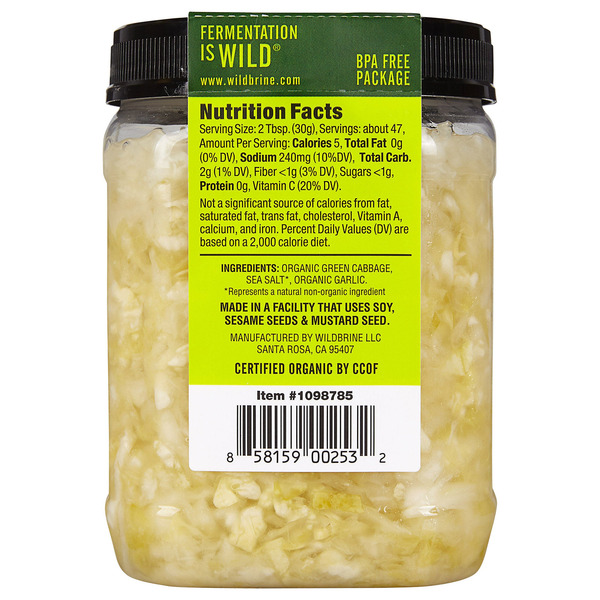 Wildbrine Raw Organic Sauerkraut