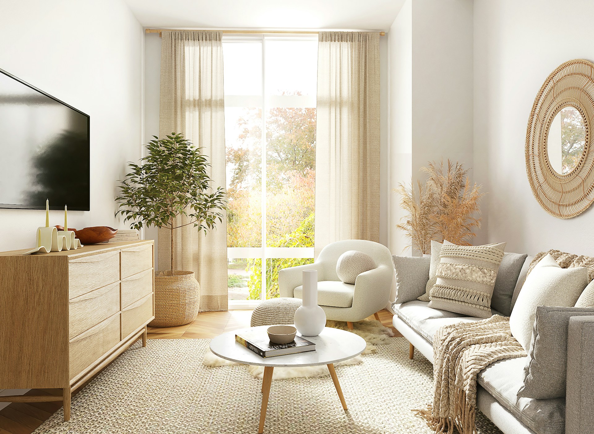 beige colored living room