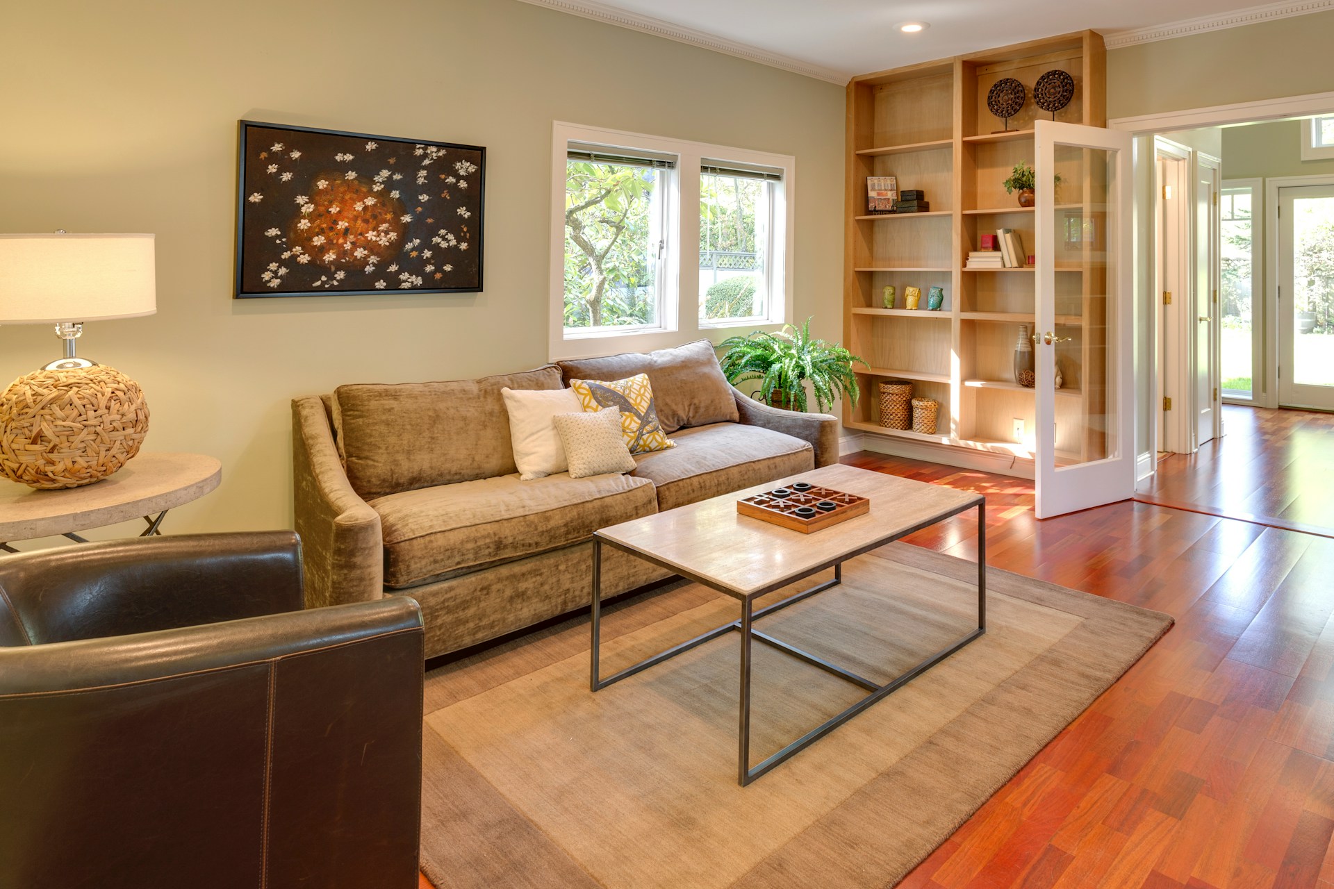 tan and brown living room
