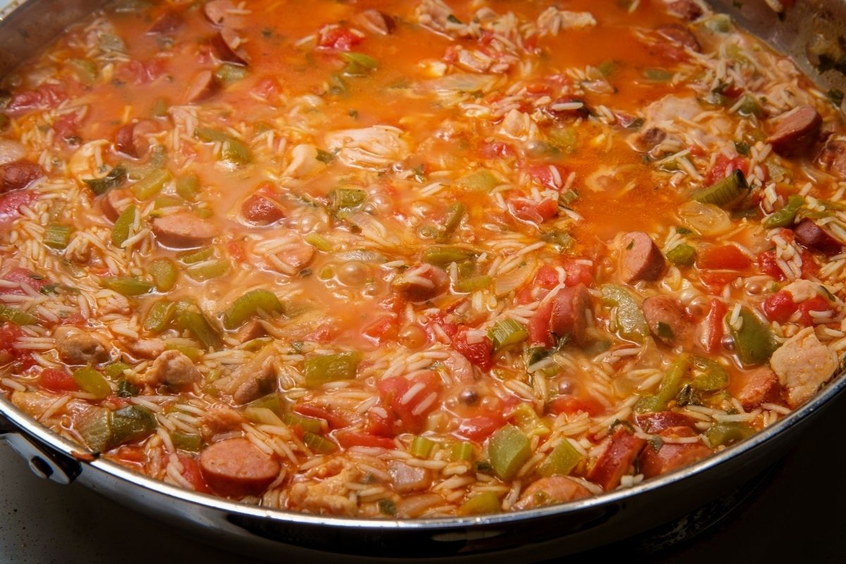 Cooking Chicken Andouille Sausage Jambalaya