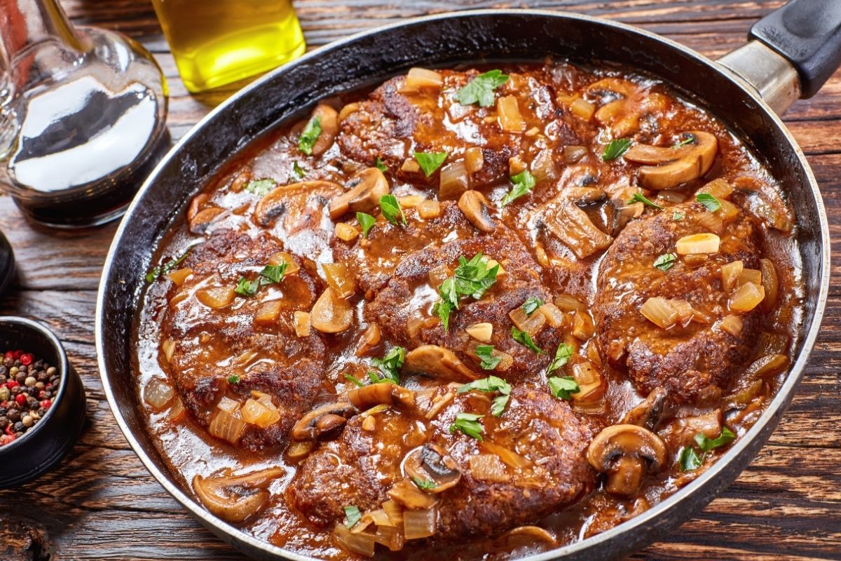 Salisbury beef steaks with mushroom gravy