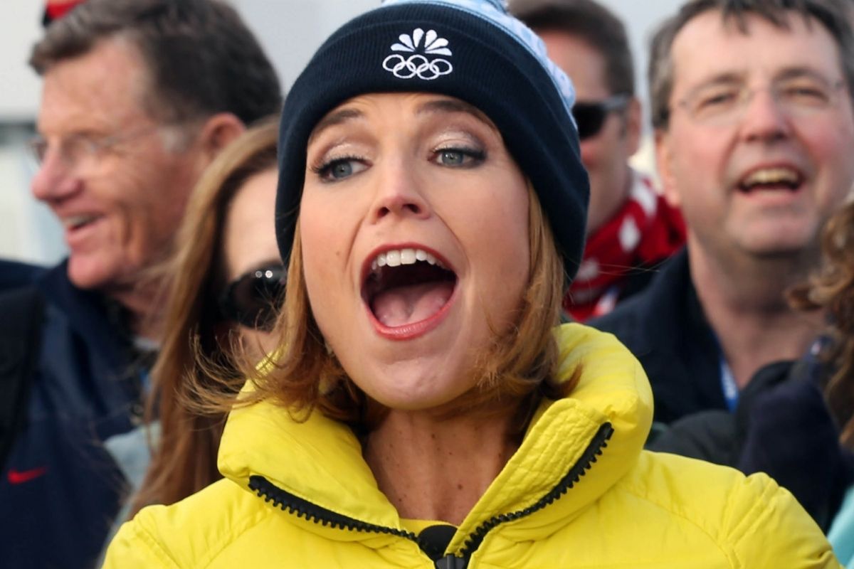 Feb 19, 2014; Sochi, RUS; TODAY Show anchor Savannah Guthrie on the set of the TODAY Show outside of the Bolshoy Ice Dome during the Sochi 2014 Olympic Winter Games.