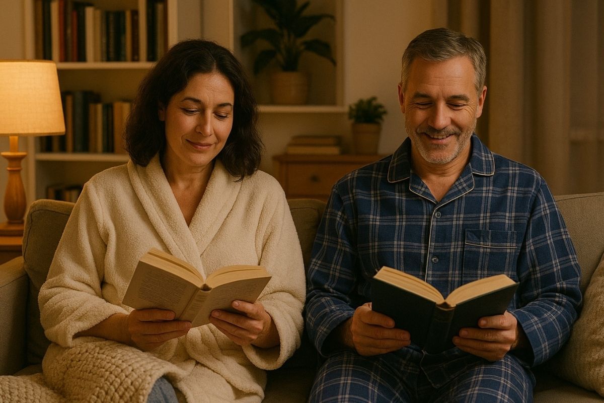 couple-reading-books-before-bed / evening rituals / morning rituals