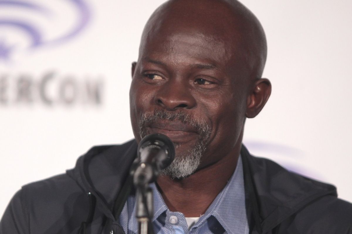 Djimon Hounsou speaking at the 2016 WonderCon, for "Wayward Pines", at the Los Angeles Convention Center in Los Angeles, California.
