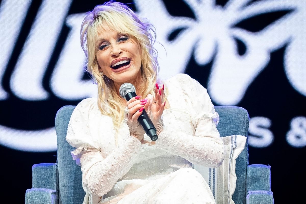 Dolly Parton celebrates Dollywood's first opening day 40 season ago during an event at the Pigeon Forge park on May 2, 2025.