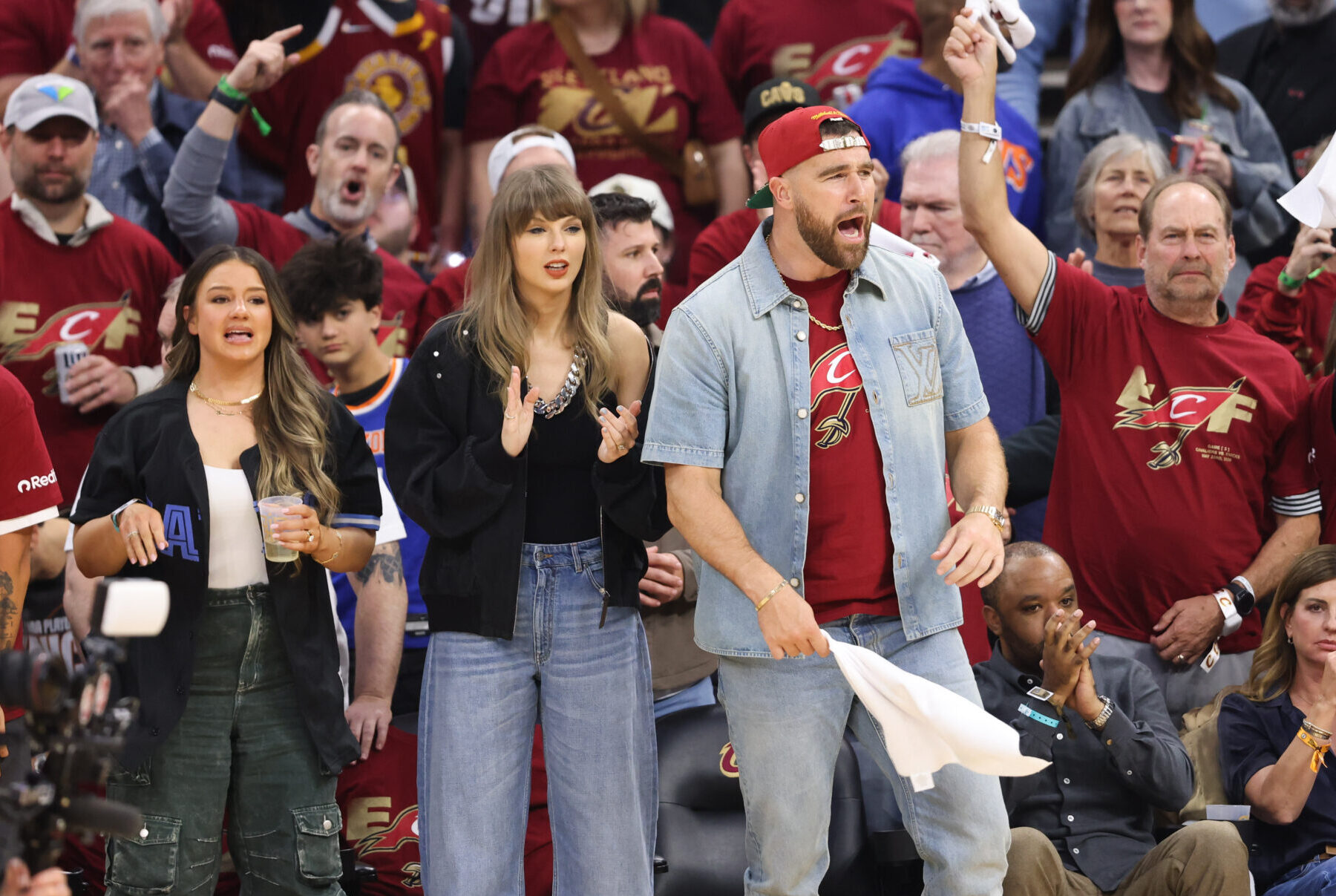 Travis Kelce Flies From Kansas City NBA: Playoffs-New York Knicks at Cleveland Cavaliers