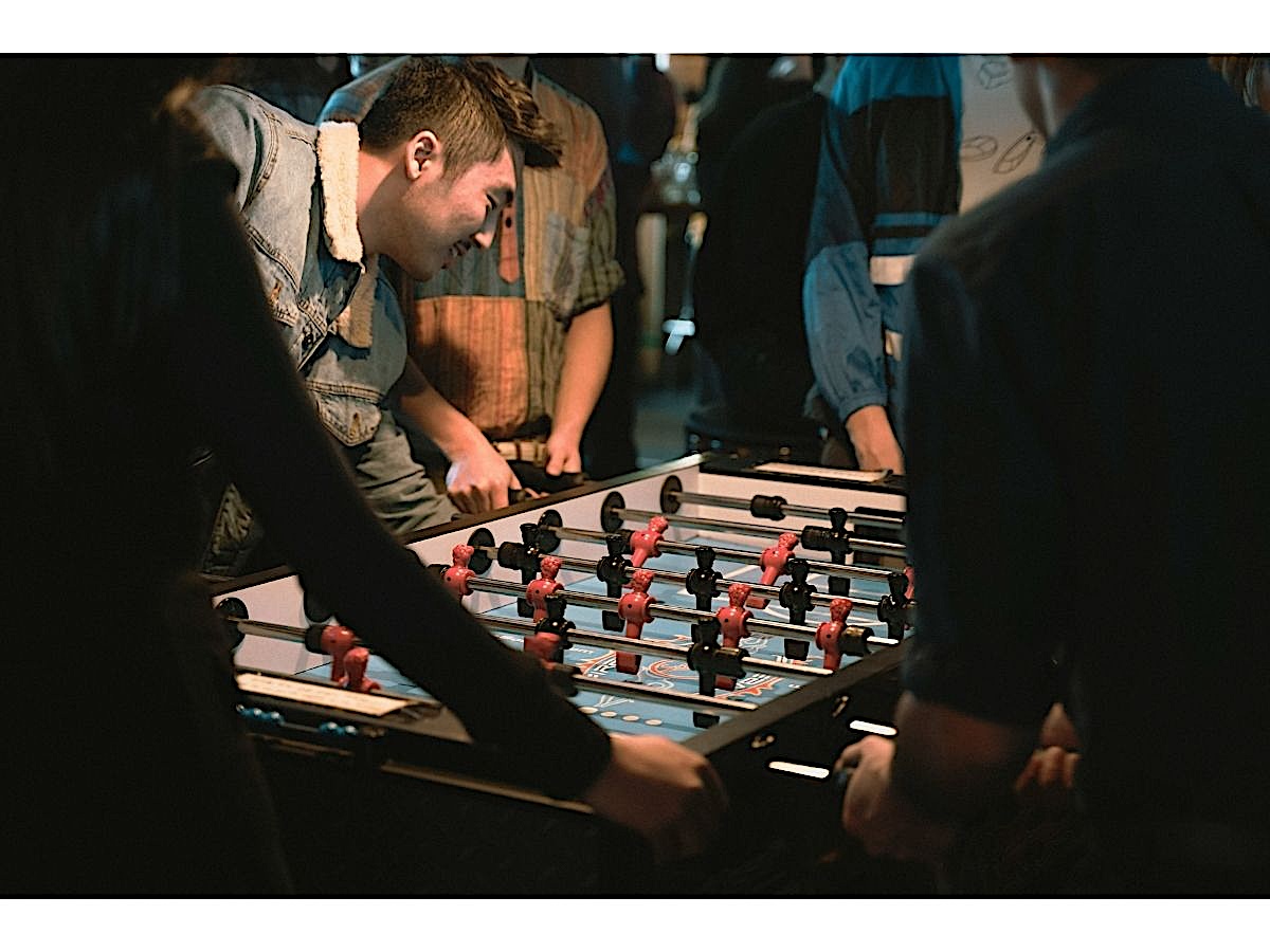 Man playing foosball