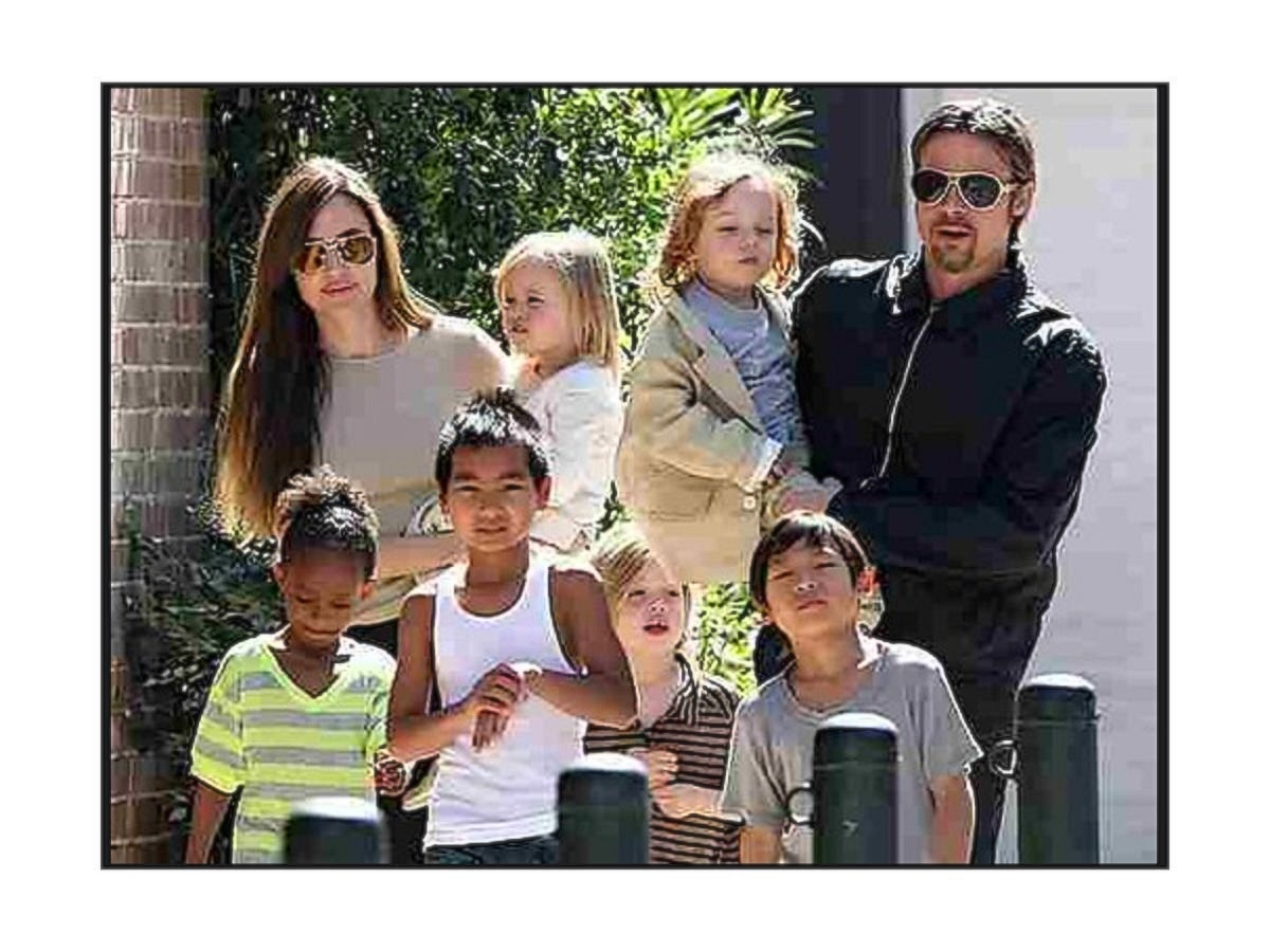 Brad Pitt and Angelina Jolie with their kids, including Zahara