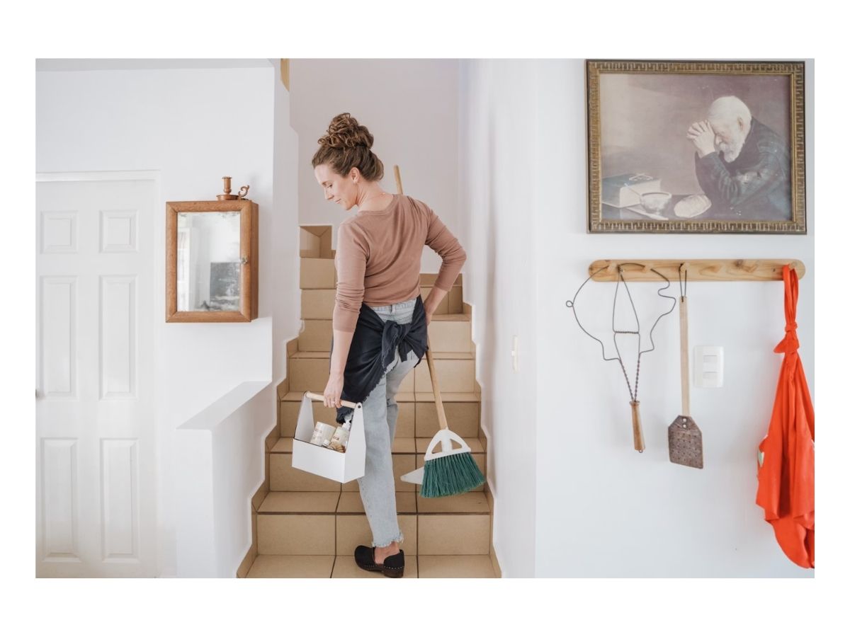 woman cleaning home