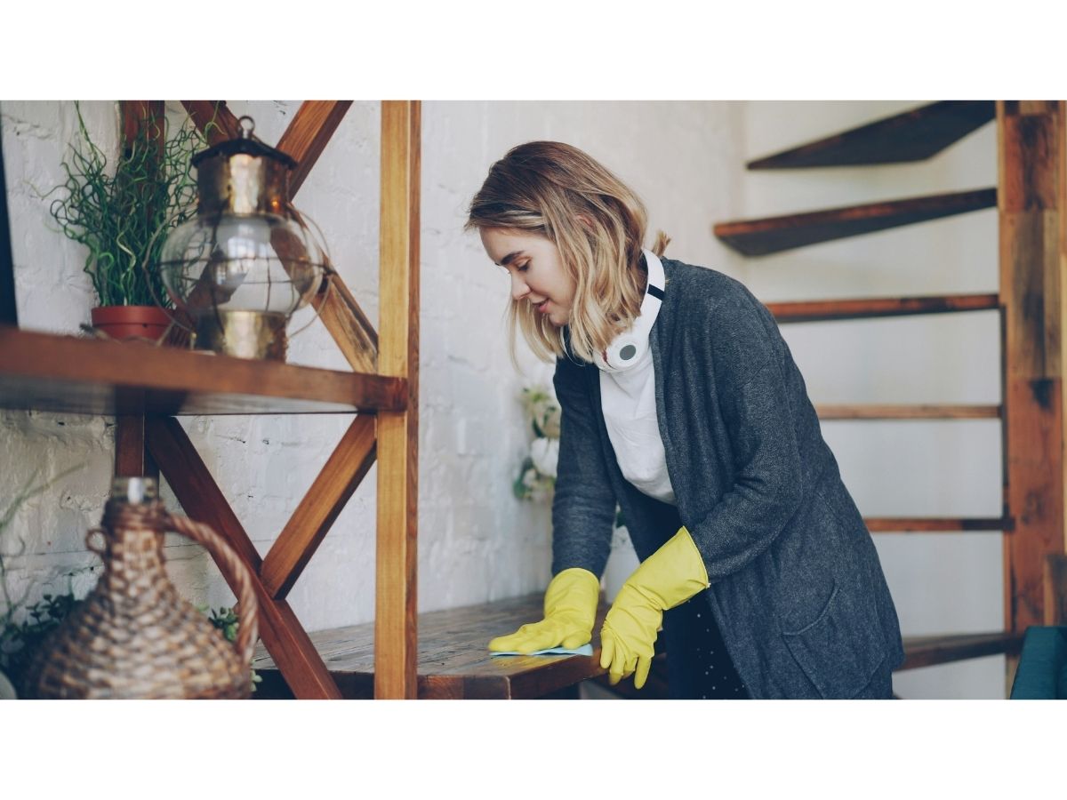woman cleaning home