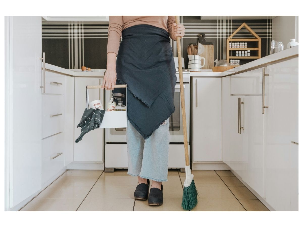 woman cleaning home
