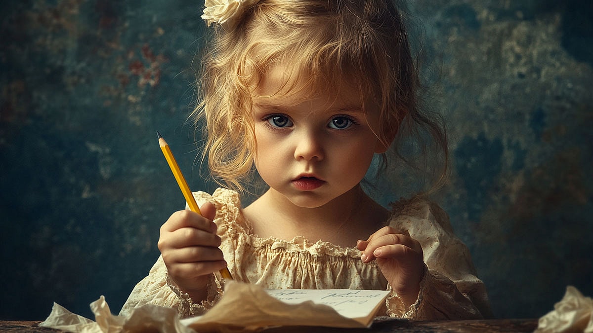 Child holding a pencil