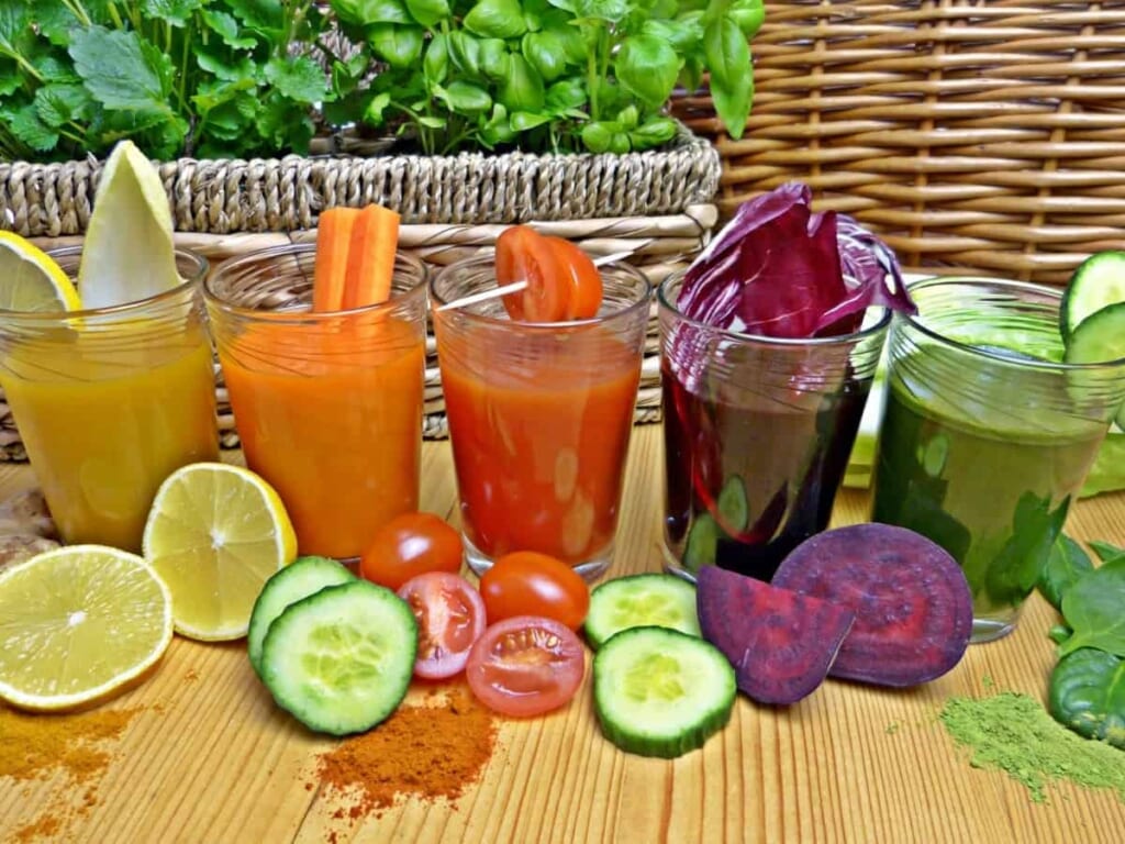 variety of healthy juice cleanse