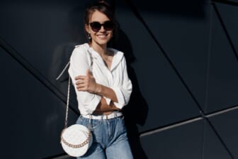 high-rise, pinch-waist jeans