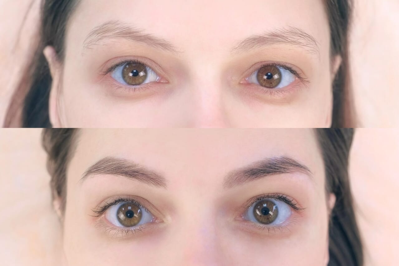 Ombré brows before and after