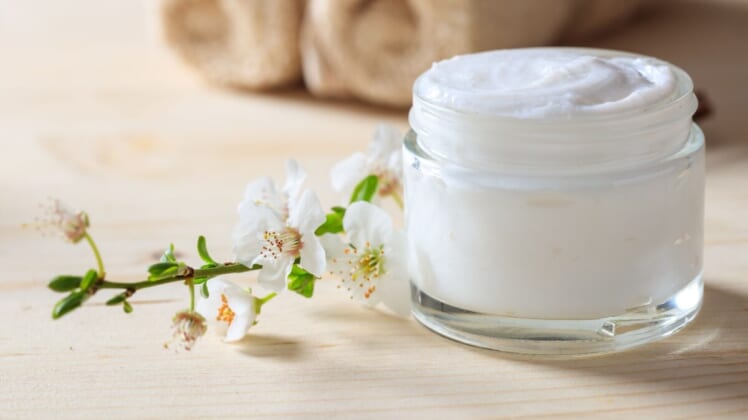 moisturizer product with cherry blossom