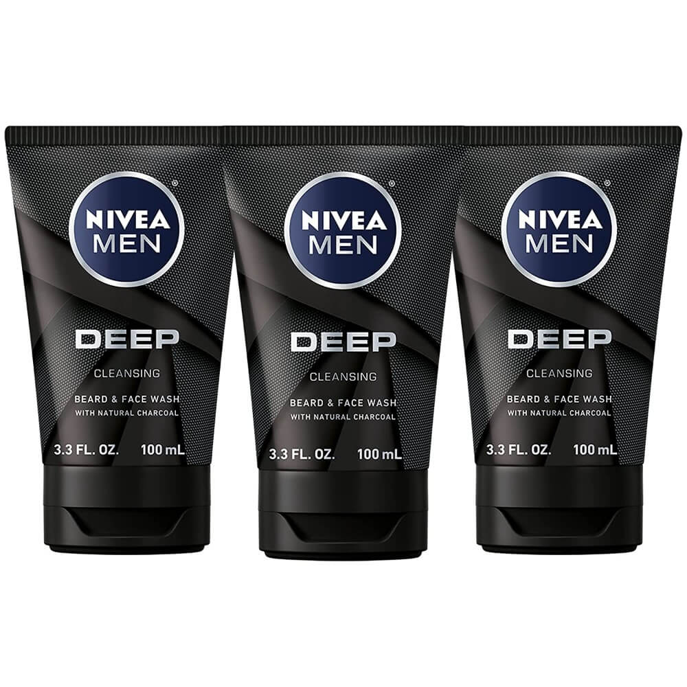 nivea men deep cleansing beard and face wash product image