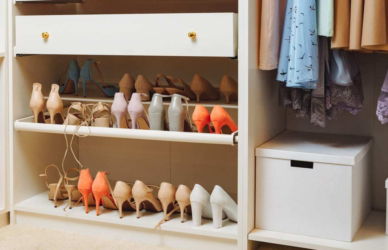 organized shoe closet