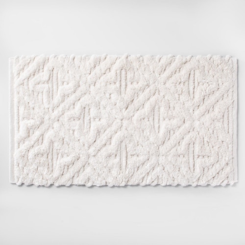 Textured Diamond Shag Bath Rug Cream luxurious bath products