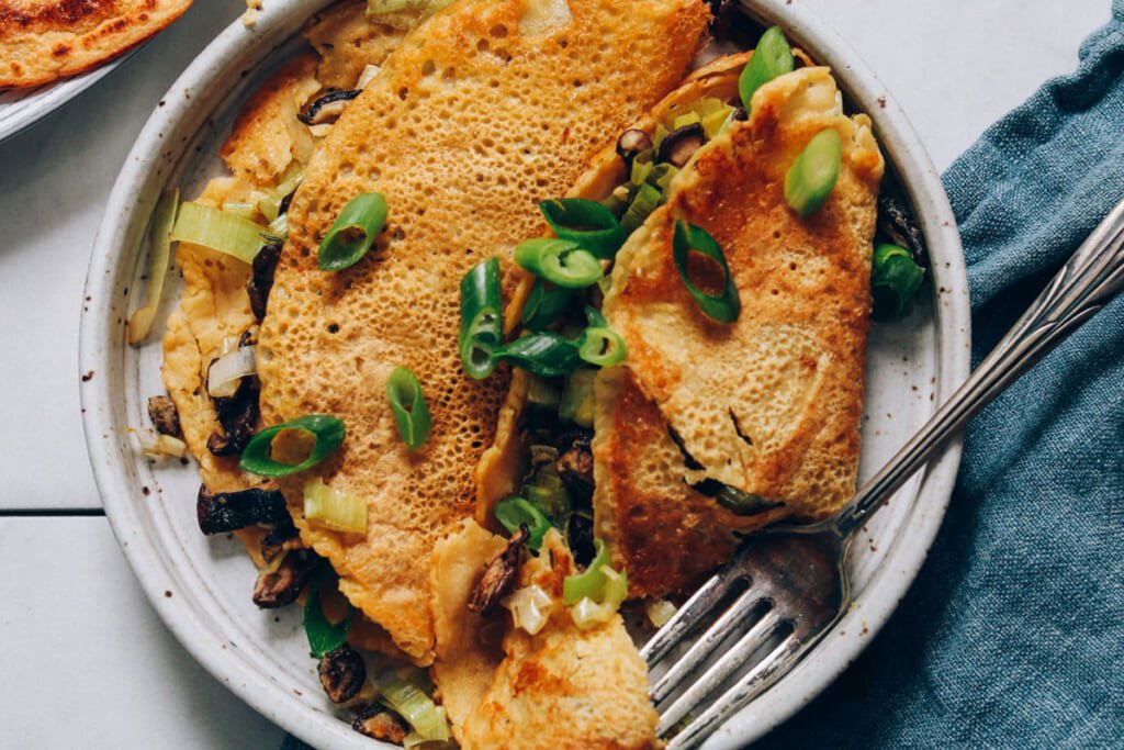Savory Chickpea Pancakes With Leek And Mushrooms