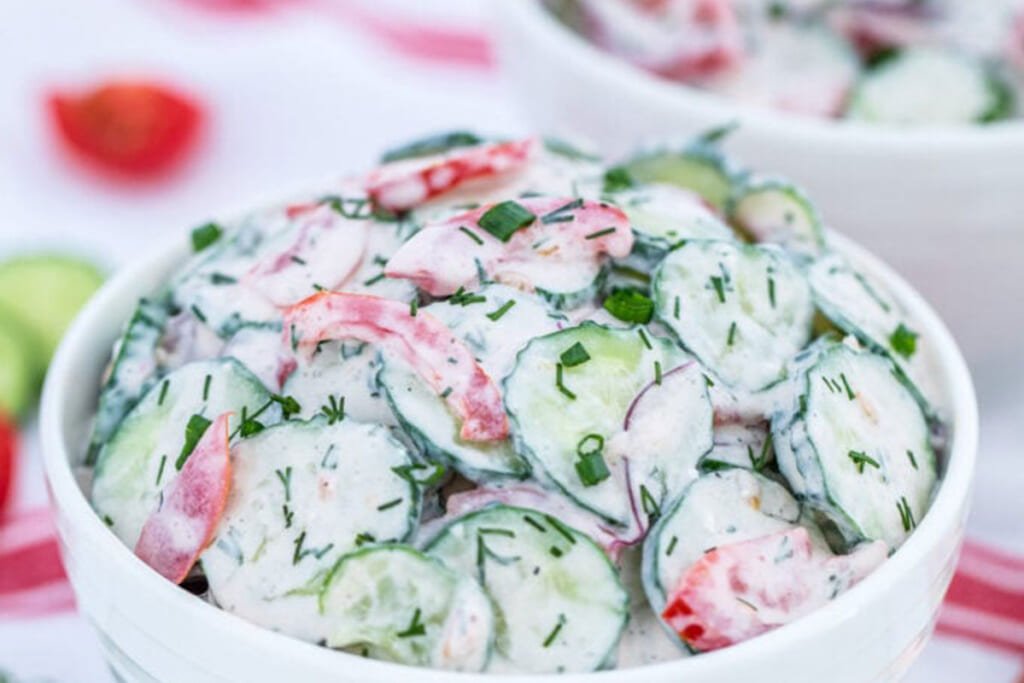 Creamy Cucumber Tomato Salad