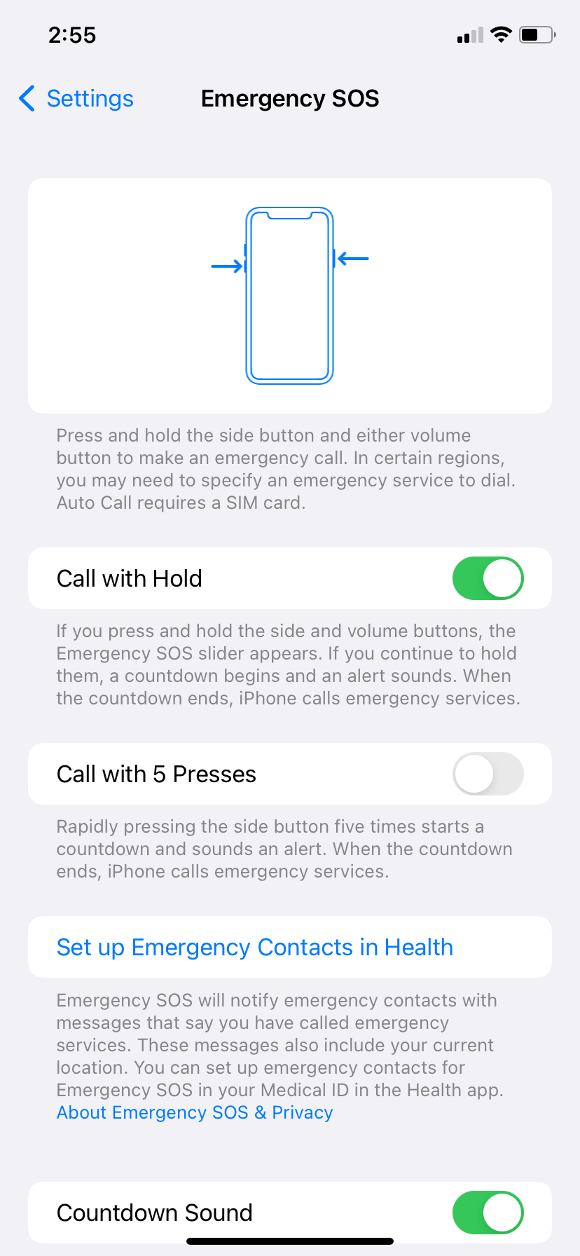 safety settings on your iphone: 5 presses call 911