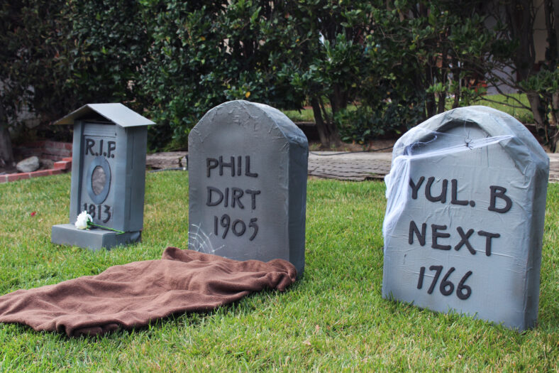 cardboard tombstones