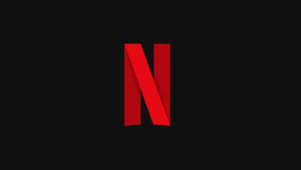 Netflix logo in red on black background