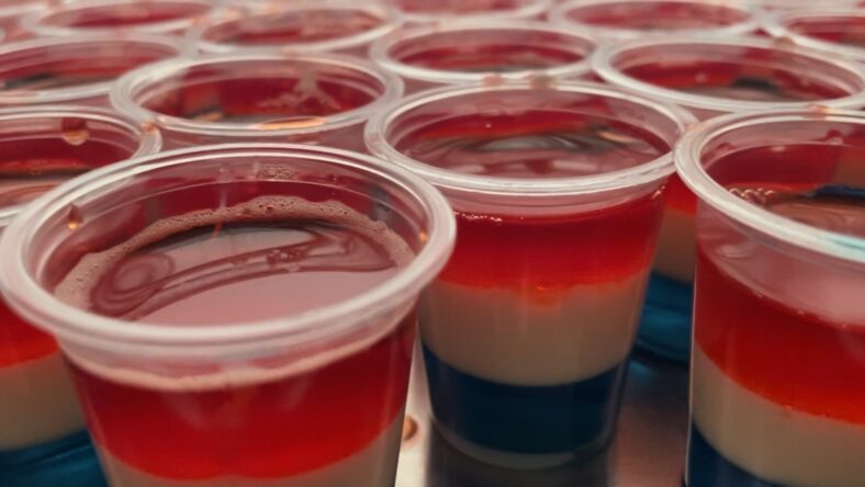 Patriotic Tri-Colored Jell-O Shots
