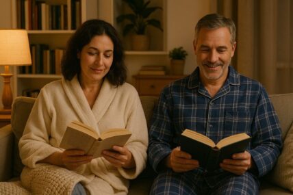 couple-reading-books-before-bed / evening rituals / morning rituals