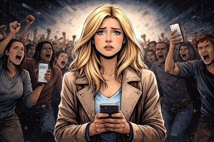 People hurling abuse at woman