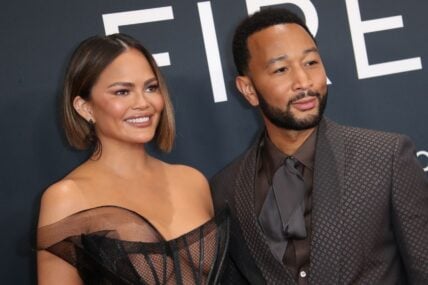 Feb 2, 2025; Los Angeles, CA, USA; Chrissy Teigen and John Legend at the 67th Annual Grammy Awards at Crypto.com Arena in Los Angeles on Sunday, Feb. 2, 2025.