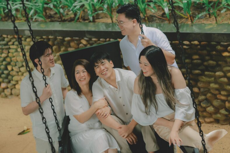 family taking photo together