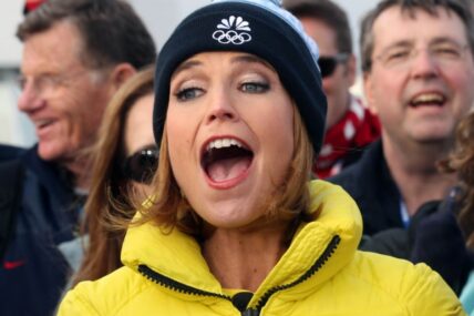 Feb 19, 2014; Sochi, RUS; TODAY Show anchor Savannah Guthrie on the set of the TODAY Show outside of the Bolshoy Ice Dome during the Sochi 2014 Olympic Winter Games.