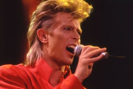 August 2, 1987; East Rutherford, NJ, USA; Rock singer David Bowie performs at Giants Stadium in East Rutherford, N.J., on August 2, 1987, during his \"Glass Spider\" tour.