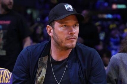 May 8, 2023; Los Angeles, California, USA; Chris Pratt attends game four of the 2023 NBA playoffs between the Los Angeles Lakers and the Golden State Warriors at Crypto.com Arena.