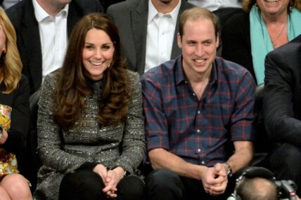 Dec 8, 2014; Brooklyn, NY, USA; Prince William, Duke of Cambridge (right center) and Catherine, Duchess of Cambridge (left center) attend the game between the Brooklyn Nets and the Cleveland Cavaliers at Barclays Center.