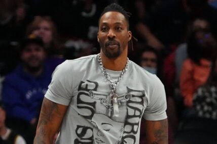 Apr 10, 2022; Denver, Colorado, USA; Los Angeles Lakers center Dwight Howard (39) during the second half against the Denver Nuggets at Ball Arena.