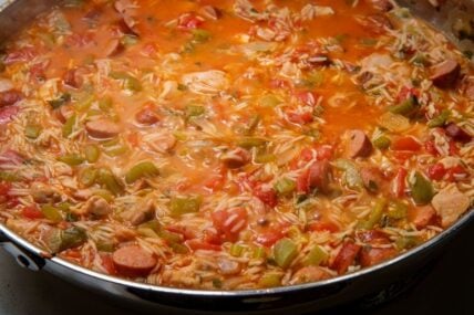 Cooking Chicken Andouille Sausage Jambalaya